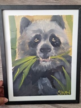 Oil Painting Panda habitat 11x14 measurements
